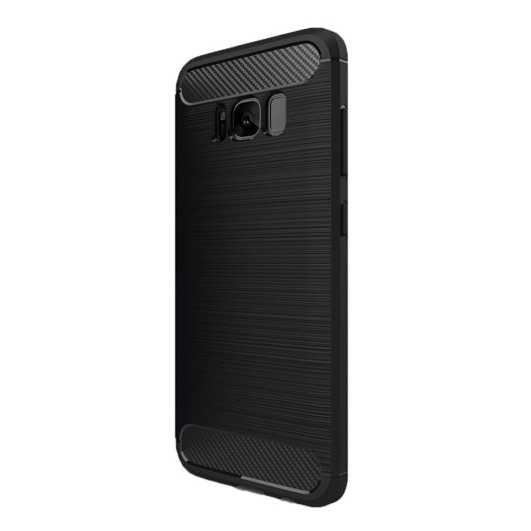 For Galaxy S8 Brushed Carbon Fiber Texture Shockproof TPU Protective Cover Case (Black)
