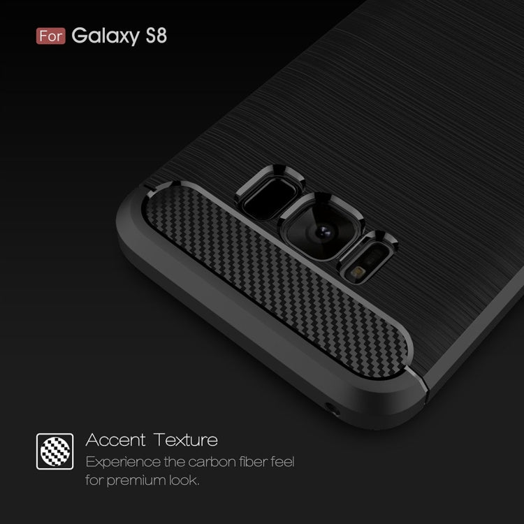 For Galaxy S8 Brushed Carbon Fiber Texture Shockproof TPU Protective Cover Case (Black)