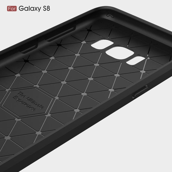For Galaxy S8 Brushed Carbon Fiber Texture Shockproof TPU Protective Cover Case (Black)