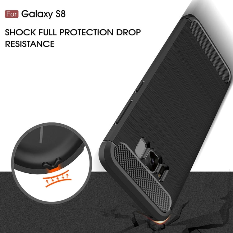 For Galaxy S8 Brushed Carbon Fiber Texture Shockproof TPU Protective Cover Case (Black)