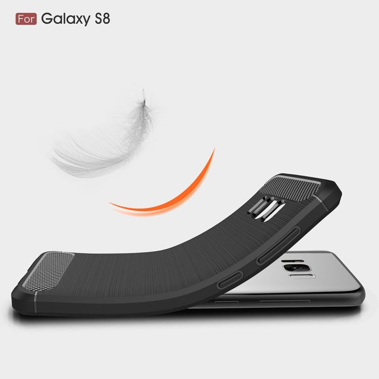 For Galaxy S8 Brushed Carbon Fiber Texture Shockproof TPU Protective Cover Case (Black)