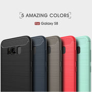 For Galaxy S8 Brushed Carbon Fiber Texture Shockproof TPU Protective Cover Case (Black)