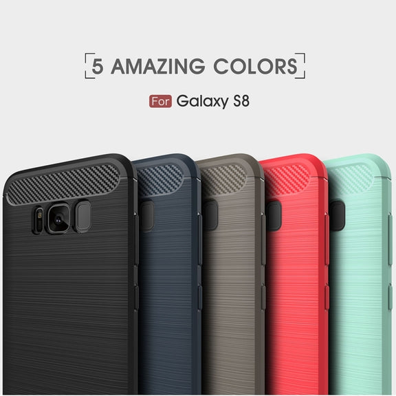 For Galaxy S8 Brushed Carbon Fiber Texture Shockproof TPU Protective Cover Case (Black)