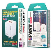 WK WP-U140 33W Power Series USB+USB-C/Type-C Fast Charger, Specifications: US Plug(White)
