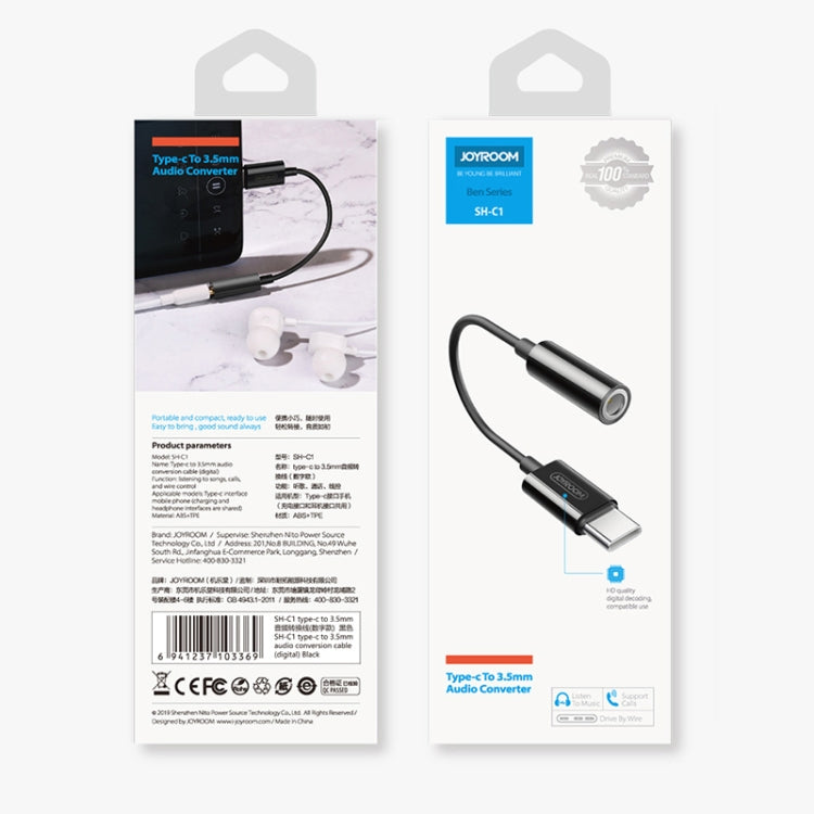 JOYROOM SH-C1 Type-C / USB-C to 3.5mm Digital Audio Converter Adapter (Black)
