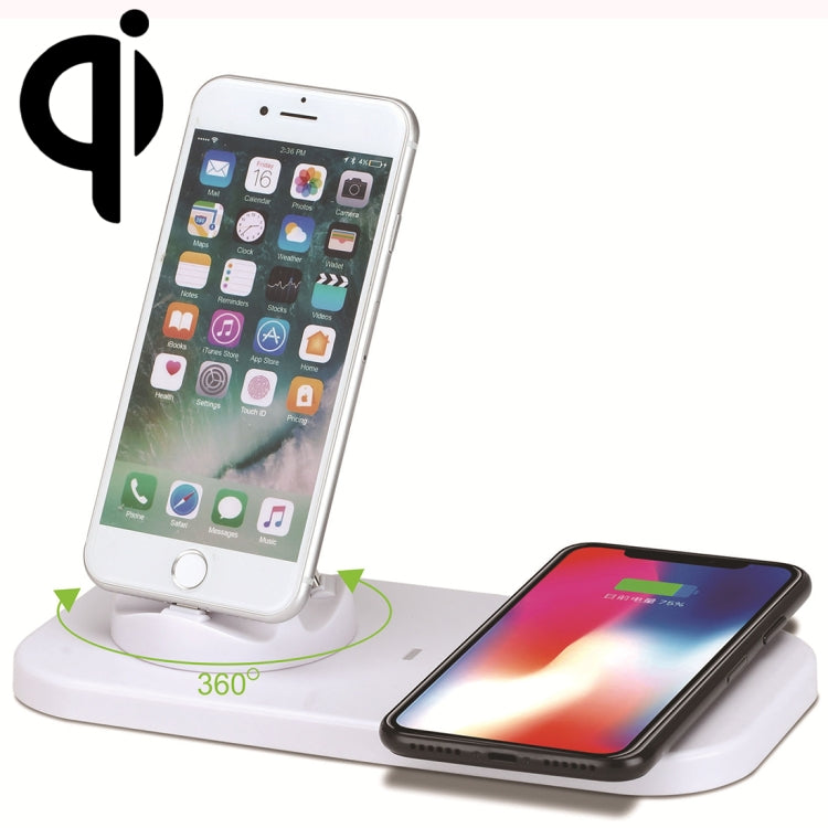 USB to 3 in 1 (8 Pin + Micro USB + USB-C / Type-C) Dock Charger Desktop Charging Data Sync Stand Station Holder with Qi Wireless Charger & USB Cable - Wireless Charger Receiver by PMC TechLife | Online Shopping South Africa | PMC TechLife