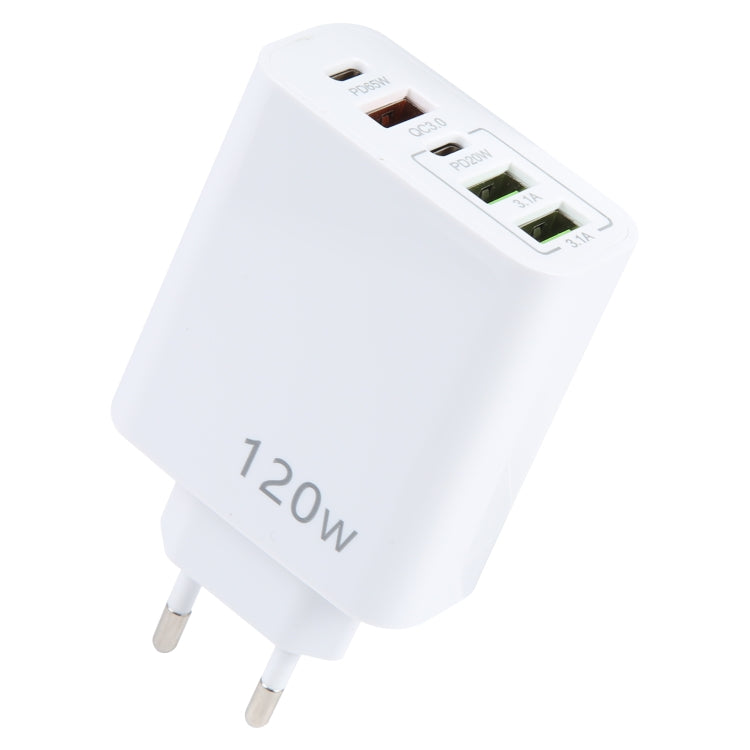 120W Dual PD Type-C + 3 x USB Multi Port Charger, EU Plug - USB Charger by PMC TechLife | Online Shopping South Africa | PMC TechLife | Buy Now Pay Later Mobicred