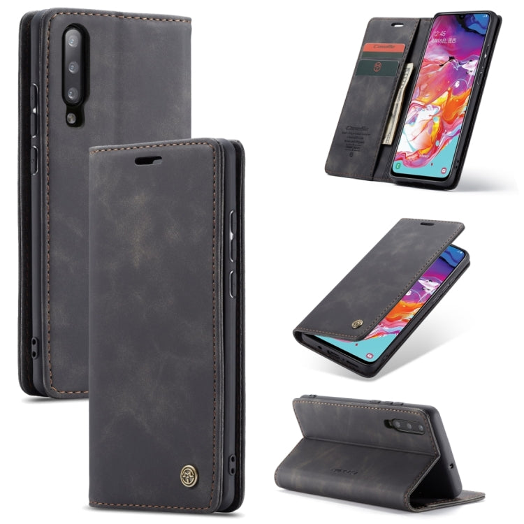 CaseMe-013 Multifunctional Retro Frosted Horizontal Flip Leather Case for Galaxy A70, with Card Slot & Holder & Zipper Wallet & Photo Frame(Black) - free shipping - PMC TechLife - Order now!