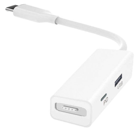 3 in 1 MagSafe 1 / 2 + PD Port + USB to USB-C / Type-C Converter Adapter (White)