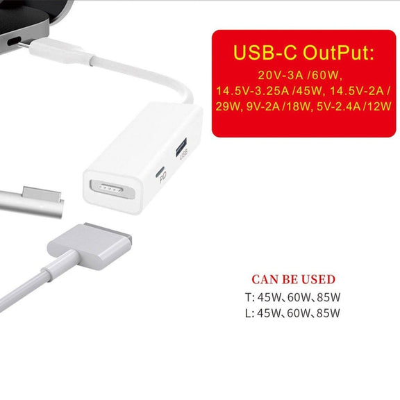 3 in 1 MagSafe 1 / 2 + PD Port + USB to USB-C / Type-C Converter Adapter (White)