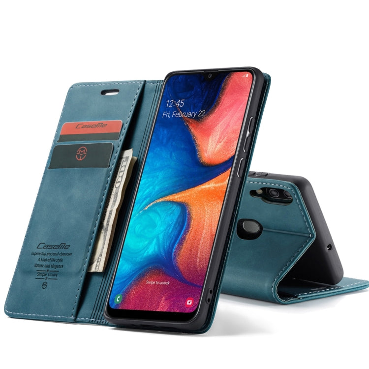 CaseMe-013 Multifunctional Retro Frosted Horizontal Flip Leather Case for Galaxy A20 / A30, with Card Slot & Holder & Wallet (Blue) - free shipping - PMC TechLife - Order now!