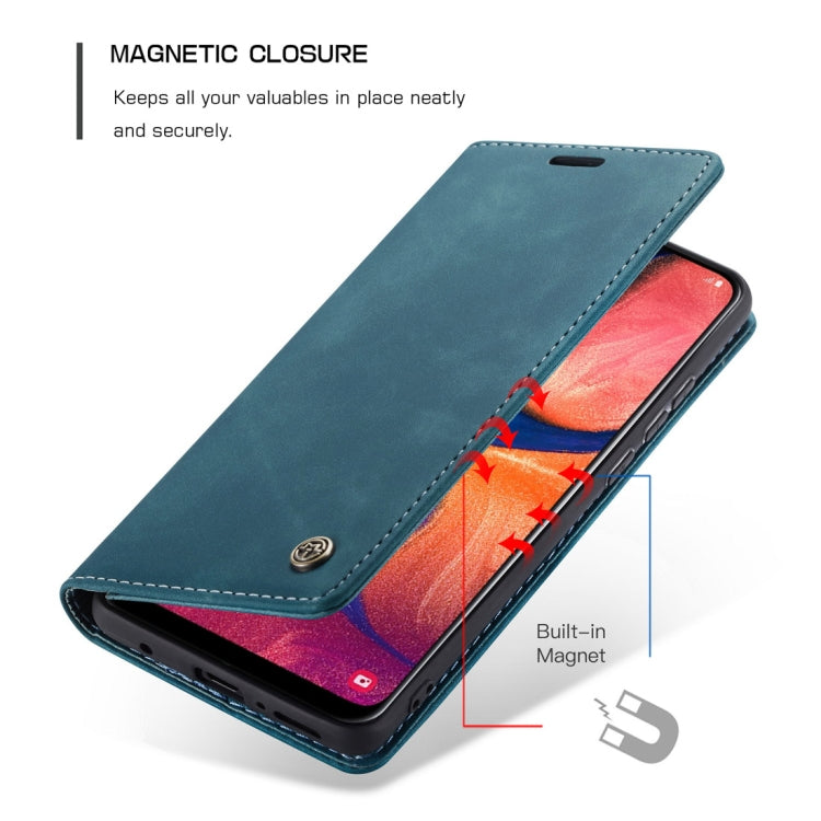 CaseMe-013 Multifunctional Retro Frosted Horizontal Flip Leather Case for Galaxy A20 / A30, with Card Slot & Holder & Wallet (Blue) - free shipping - PMC TechLife - Order now!