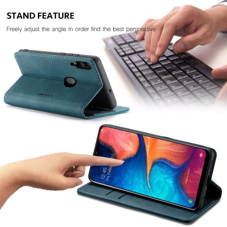 CaseMe-013 Multifunctional Retro Frosted Horizontal Flip Leather Case for Galaxy A20 / A30, with Card Slot & Holder & Wallet (Blue) - free shipping - PMC TechLife - Order now!