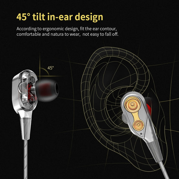 QKZ CK8 HiFi In-ear Four Unit Sports Music Headphones (Silver)