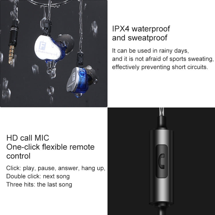 QKZ CK9 HiFi In-ear Four Unit Sports Music Headphones (Blue)