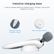 Portable Mini Multifunctional Physiotherapy Electric Hand-held Massage Stick(White)
