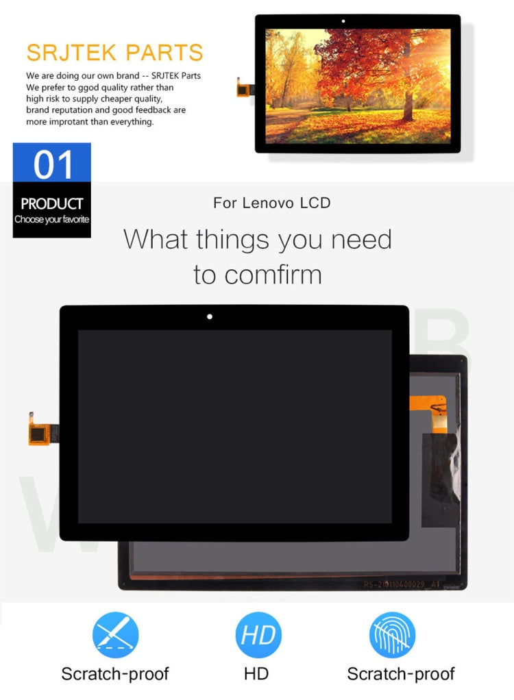 OEM LCD Screen for Lenovo Tab 3 10 Plus TB-X103 / X103F 10.1 inch with Digitizer Full Assembly (Black) - free shipping - PMC TechLife - Order now!