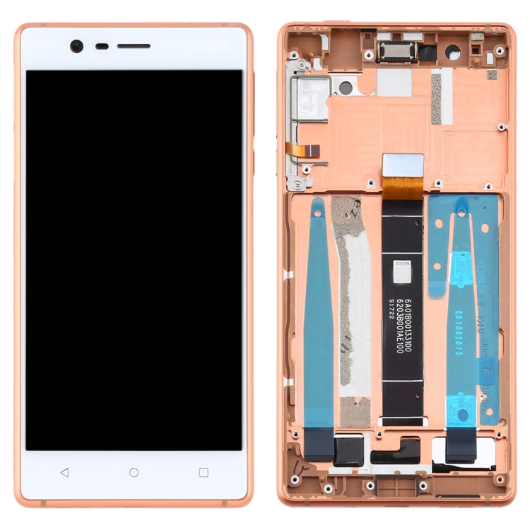 TFT LCD Screen for Nokia 3 TA-1032 Digitizer Full Assembly with Frame & Side Keys (Gold)