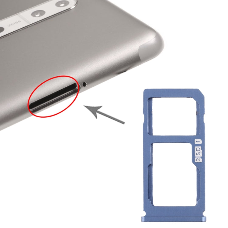 SIM Card Tray + SIM Card Tray / Micro SD Card Tray for Nokia 8 / N8 TA-1012 TA-1004 TA-1052 (Blue) - Card Tray by PMC TechLife | Online Shopping South Africa | PMC TechLife | Buy Now Pay Later Mobicred