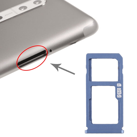 SIM Card Tray + SIM Card Tray / Micro SD Card Tray for Nokia 8 / N8 TA-1012 TA-1004 TA-1052 (Blue)