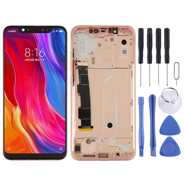 LCD Screen and Digitizer Full Assembly with Frame & Side Keys for Xiaomi Mi 8(Rose Gold) - free shipping - PMC TechLife - Order now!
