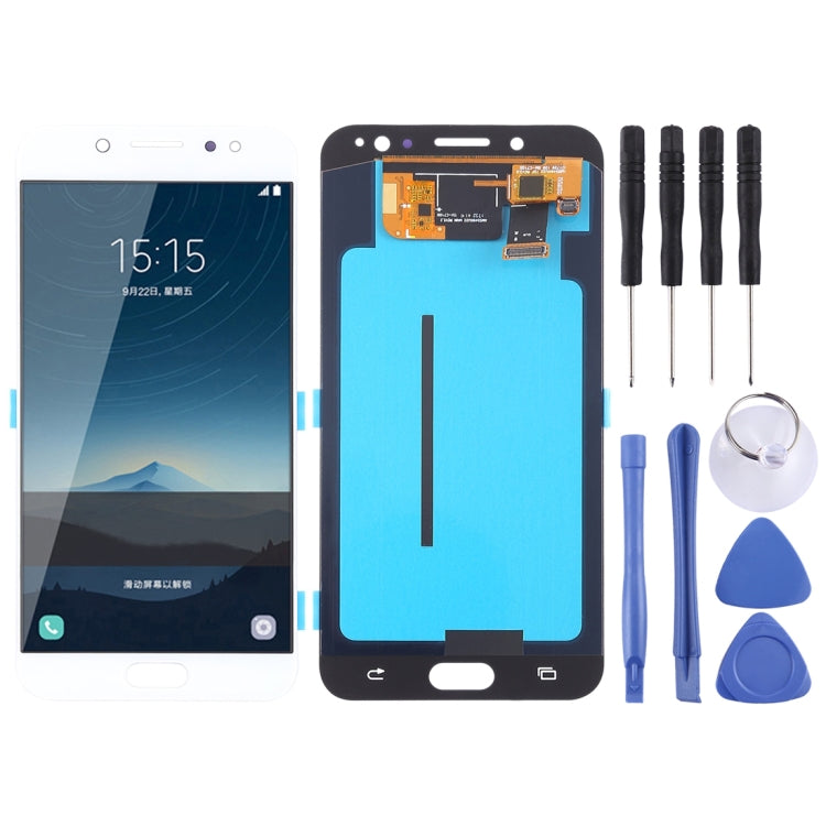 OLED LCD Screen for Galaxy C8, C710F/DS, C7100 with Digitizer Full Assembly (White) - free shipping - PMC TechLife - Order now!