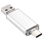 16GB 3 in 1 USB-C / Type-C + USB 2.0 + OTG Flash Disk, For Type-C Smartphones & PC Computer(Silver)