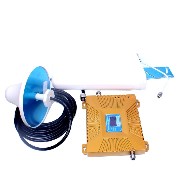 GSM900 / WCDMA2100 Mini Mobile Phone LCD Signal Repeater with Logarithm Periodic Antenna(Gold) - free shipping - PMC TechLife - Order now!