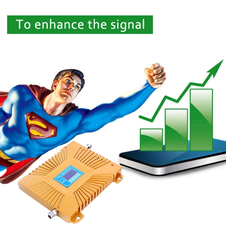 GSM900 / WCDMA2100 Mini Mobile Phone LCD Signal Repeater with Logarithm Periodic Antenna(Gold) - free shipping - PMC TechLife - Order now!