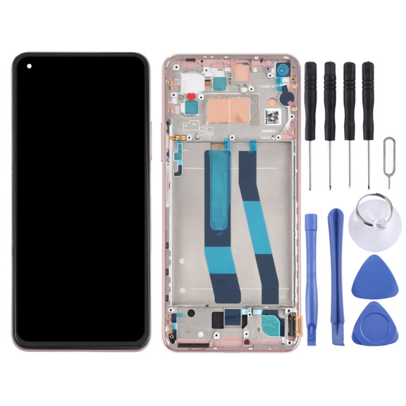 Original LCD Screen for Xiaomi Mi 11 Lite 4G/11 Lite 5G NE M2101K9AG M2101K9AI Digitizer Full Assembly with Frame(Gold)