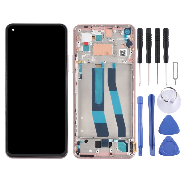 Original LCD Screen for Xiaomi Mi 11 Lite 4G/11 Lite 5G NE M2101K9AG M2101K9AI Digitizer Full Assembly with Frame(Gold)