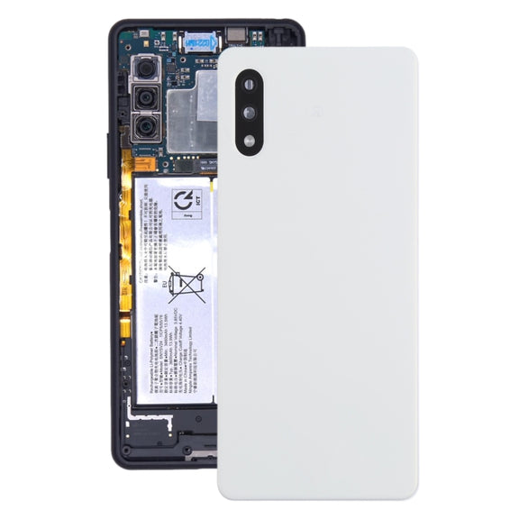Battery Back Cover with Camera Lens Cover for Sony Xperia Ace II SO-41B(White)