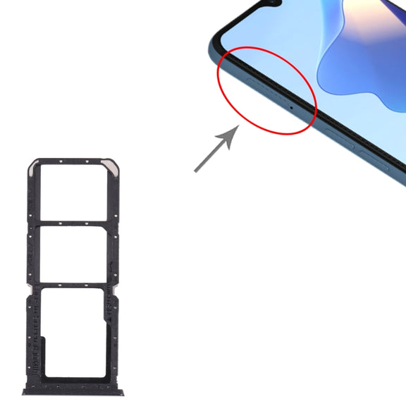 For OPPO A16 / A16S CPH2269 CPH2271  SIM Card Tray + SIM Card Tray + Micro SD Card Tray (Black)