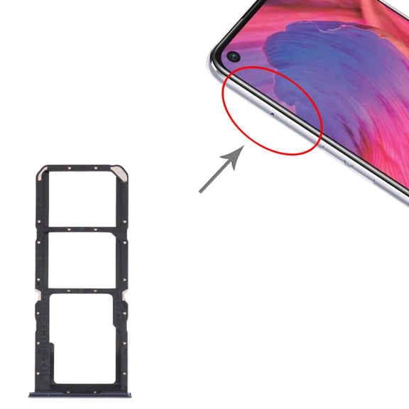For OPPO A74 5G CPH2197 CPH2263  SIM Card Tray + SIM Card Tray + Micro SD Card Tray (Black)