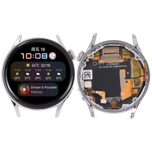 Original LCD Screen and Digitizer Full Assembly With Frame for Huawei Watch 3(Silver)