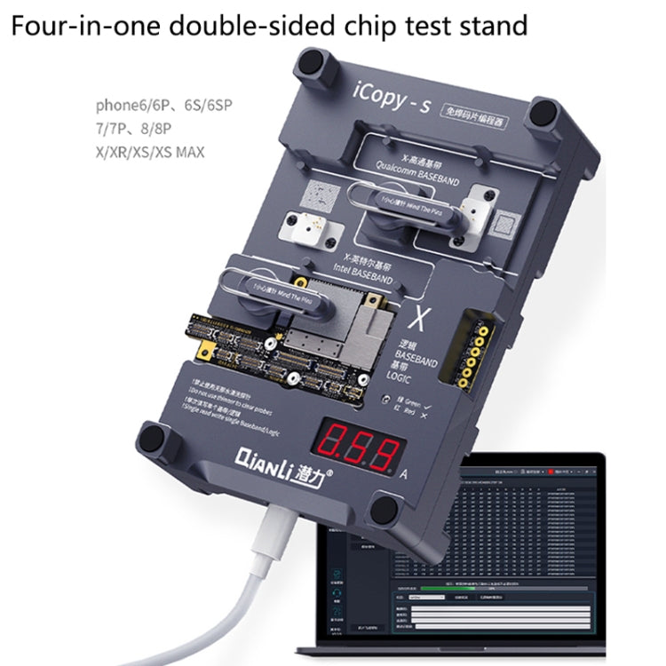 Qianli iCopy-S Double Sided Chip Test Stand 4 in1 Logic Baseband EEPROM Chip Non-removal For iPhone X / XS / XR / XS Max - free shipping - PMC TechLife - Order now!