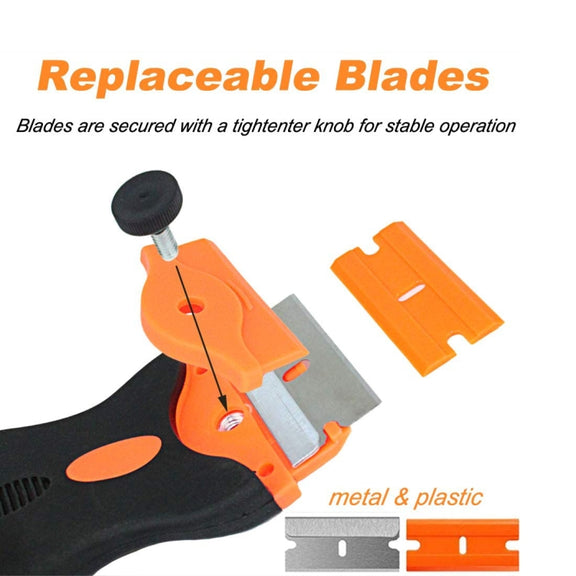 Double Headed Scraper Blade Glue Squeegee Remover Cleaner Tool (Yellow)