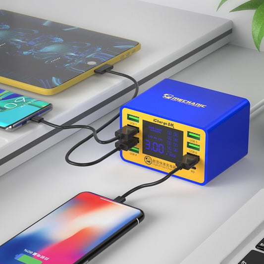 Mechanic icharge 8M QC 3.0 USB Smart Charger Support Fastcharging With LCD, EU Plug - free shipping - PMC Jewellery - Order now!