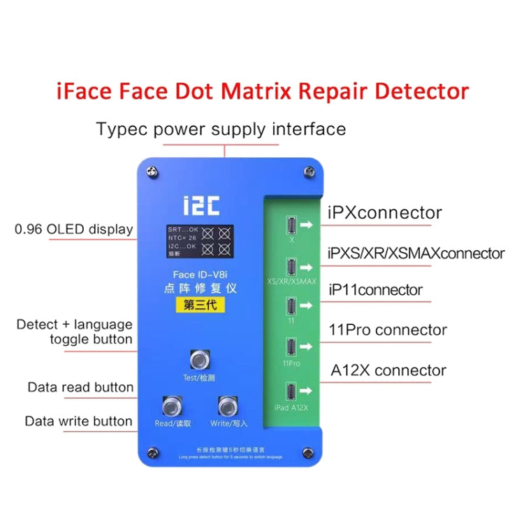 i2C IFace-V8i 3rd Face ID Dot Matrix Projection Repair Programmer With Flex Cable For iPhone X-12 Pro max - free shipping - PMC TechLife - Order now!