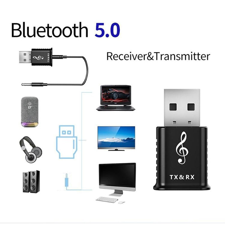 MSD168 2 in 1 Bluetooth Transmitter Receiver Mini 3.5mm AUX Stereo Wireless Bluetooth 5.0 Adapter For Car TV PC MP3 - Audio Receiver Transmitter by PMC TechLife | Online Shopping South Africa | PMC TechLife