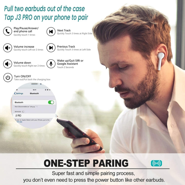 J3 Pro TWS Hifi Wireless Bluetooth 5.2 Earphone LED Display Waterproof Sports Gaming Headset Noise Earbuds(Black) - TWS Earphone by PMC TechLife | Online Shopping South Africa | PMC TechLife