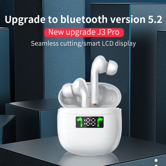 J3 Pro TWS Hifi Wireless Bluetooth 5.2 Earphone LED Display Water-resistant Sports Gaming Headset Noise Earbuds(Black)