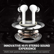 J3 Pro TWS Hifi Wireless Bluetooth 5.2 Earphone LED Display Water-resistant Sports Gaming Headset Noise Earbuds(White)