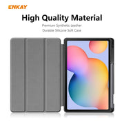 For Samsung Galaxy Tab S6 Lite P610 / P615 / Tab S6 Lite 2022 / P613 / P619 ENKAY Leather Smart Tablet Case with Pen Slot(Light Blue)