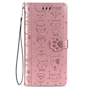For Huawei P Smart 2020 Lovely Cat and Dog Embossing Pattern Horizontal Flip Leather Case , with Holder & Card Slots & Wallet & Cartoon Clasp & Lanyard(Rose Gold)