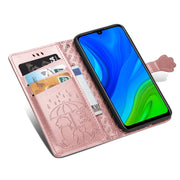 For Huawei P Smart 2020 Lovely Cat and Dog Embossing Pattern Horizontal Flip Leather Case , with Holder & Card Slots & Wallet & Cartoon Clasp & Lanyard(Rose Gold)