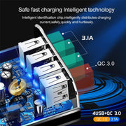 30W QC 3.0 USB + 3 USB 2.0 Ports Mobile Phone Tablet PC Universal Quick Charger Travel Charger, EU Plug(Black)
