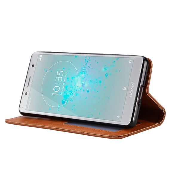 Knead Skin Texture Horizontal Flip Leather Case for Sony Xperia XZ2 Compact, with Photo Frame & Holder & Card Slots & Wallet(Black)