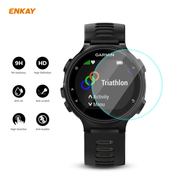 Compatible with Garmin Compatible witherunner 735 / 735XT ENKAY Hat-Prince 0.2mm 9H 2.15D Curved Edge Tempered Glass Screen Protector  Watch Film