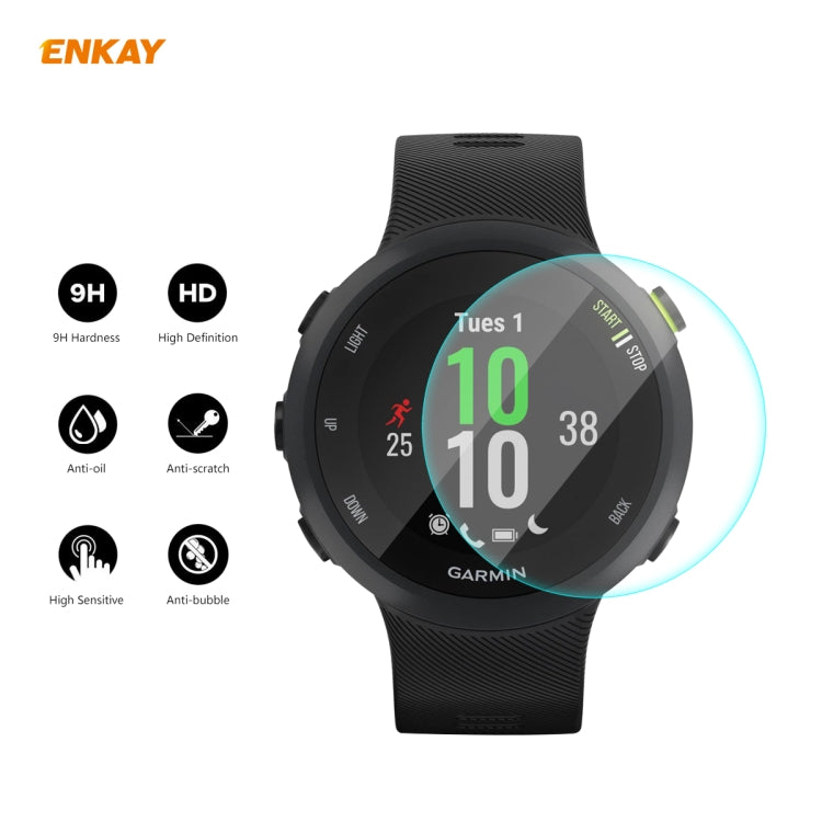 Compatible with Garmin Compatible witherunner 45 / 45S 2 PCS ENKAY Hat-Prince 0.2mm 9H 2.15D Curved Edge Tempered Glass Screen Protector  Watch Film